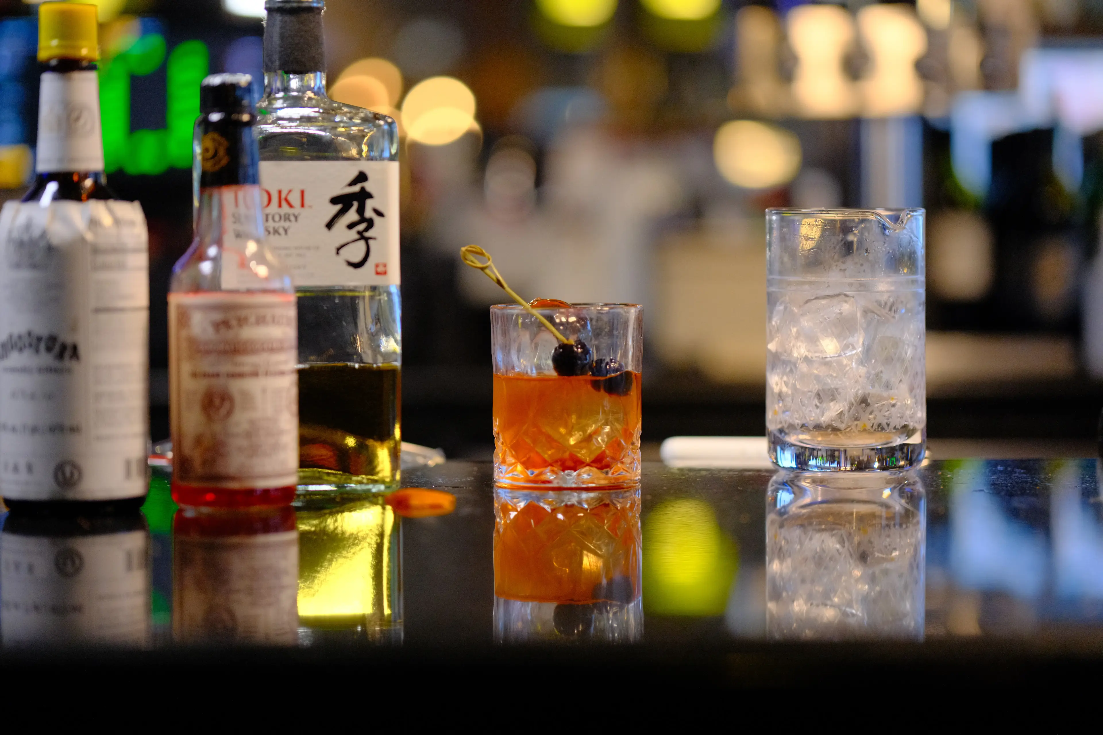 Close-up of a cocktail at the bar in Zen Sushi & Bar, Bellingham WA